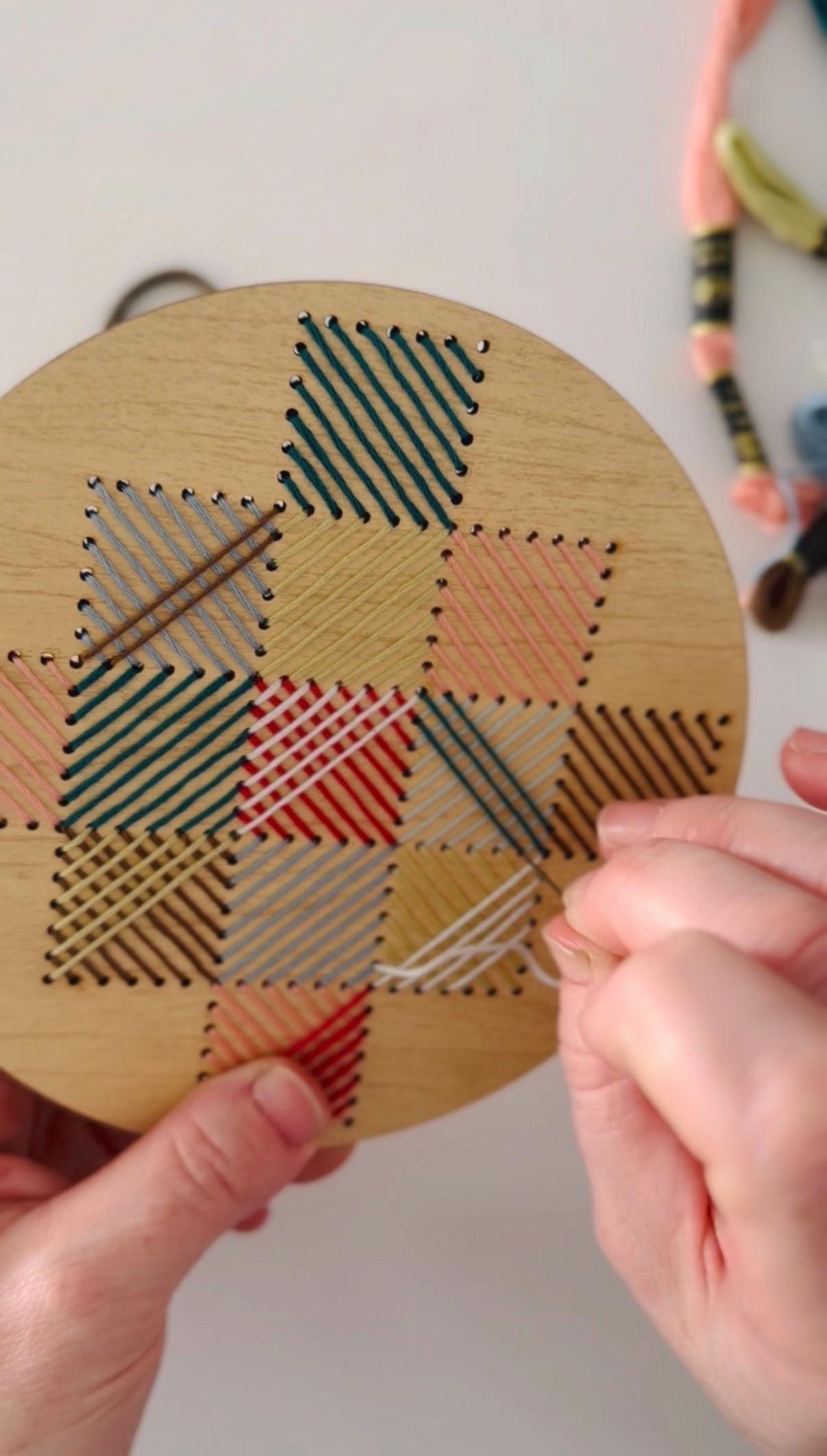 Patchwork Embroidery DIY Kit: Beginner Wood Sewing Kit