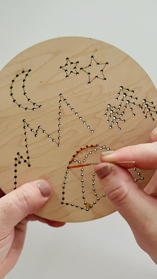 Camping Wooden Embroidery Kit: Beginner DIY Nature Craft