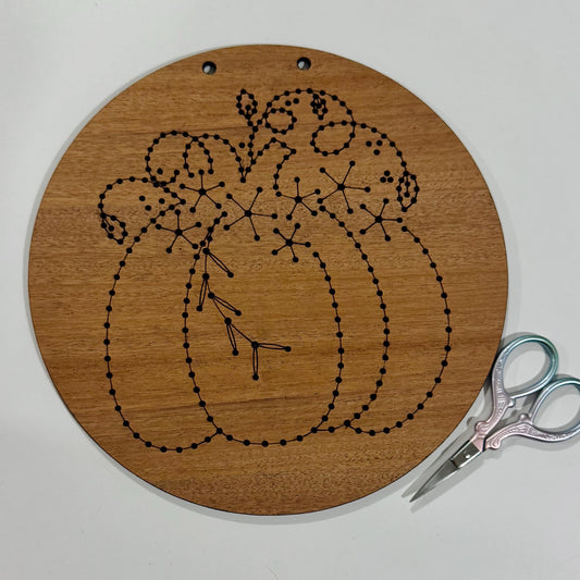 Pumpkin Wood Embroidery Kit: Beginner-Friendly Sewing Craft