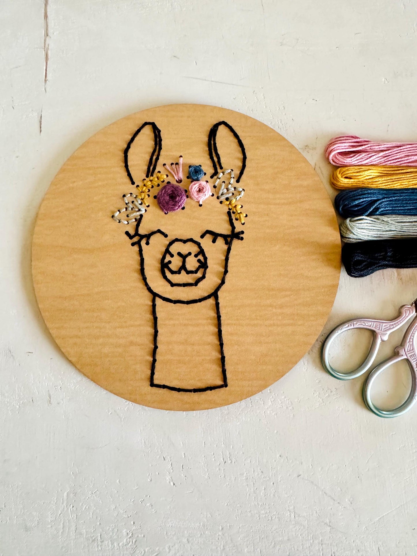 Llama Wooden Embroidery Kit: Beginner DIY Craft, Nursery Decor
