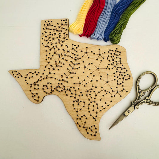 Texas State Wood Embroidery Kit: Beginner-Friendly Sewing Craft