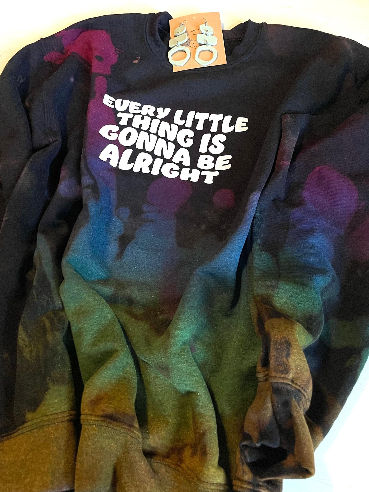 Reverse Tie Dye Sweatshirt: Boho Rainbow Crewneck Pullover