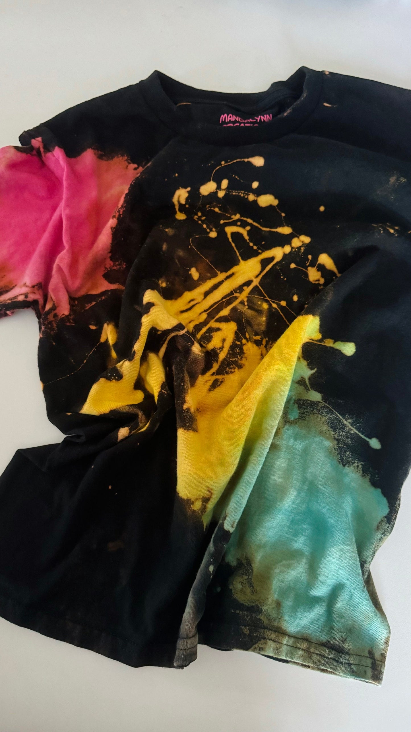 Youth Reverse Tie Dye Shirt: Rainbow Bleached Design
