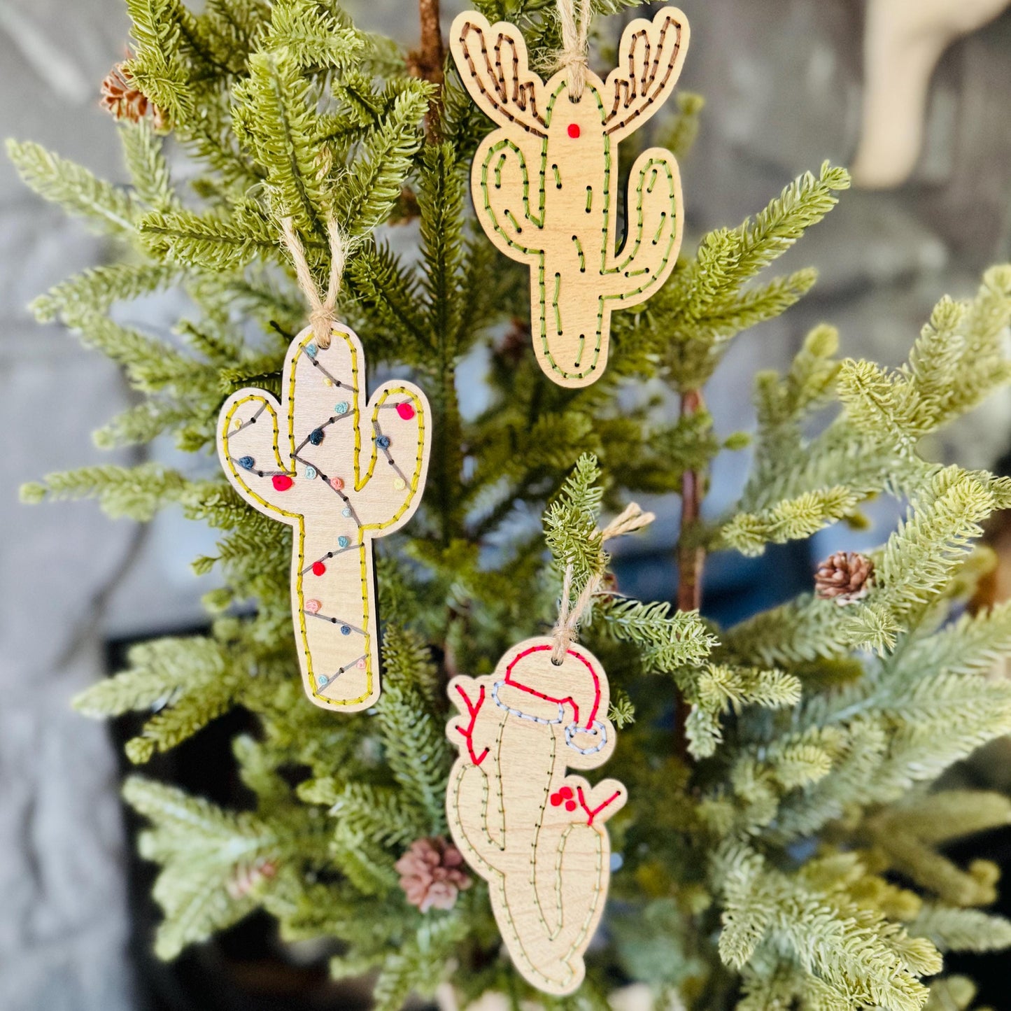 Cactus Themed Wooden Embroidery DIY Kit - Full Instructions Included