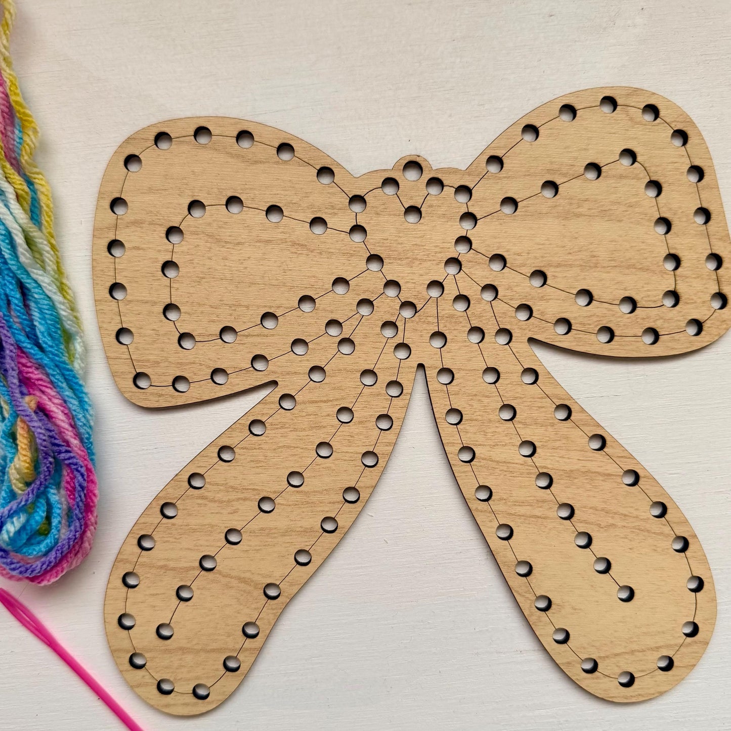 Bow Yarn Sewing Kit: Beginner Wood DIY Craft for Kids