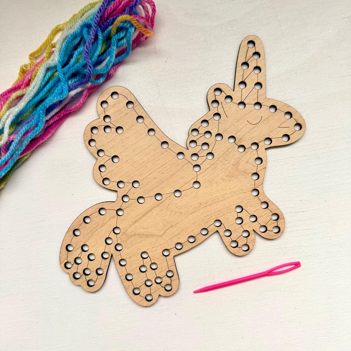 Unicorn Yarn Sewing Kit: Beginner Wood DIY Craft for Kids