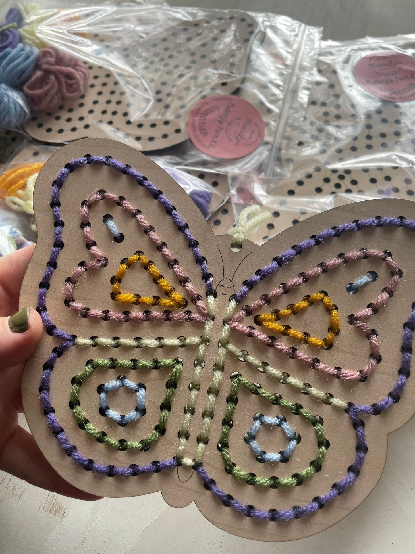 DIY Butterfly Yarn Sewing Kit: Kid's Wood Craft Project
