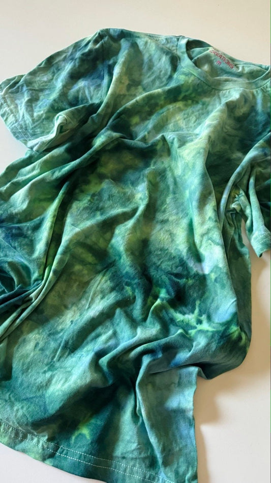 Teal and Green Ice Dyed Shirt: Comfy Tie-Dye Tee