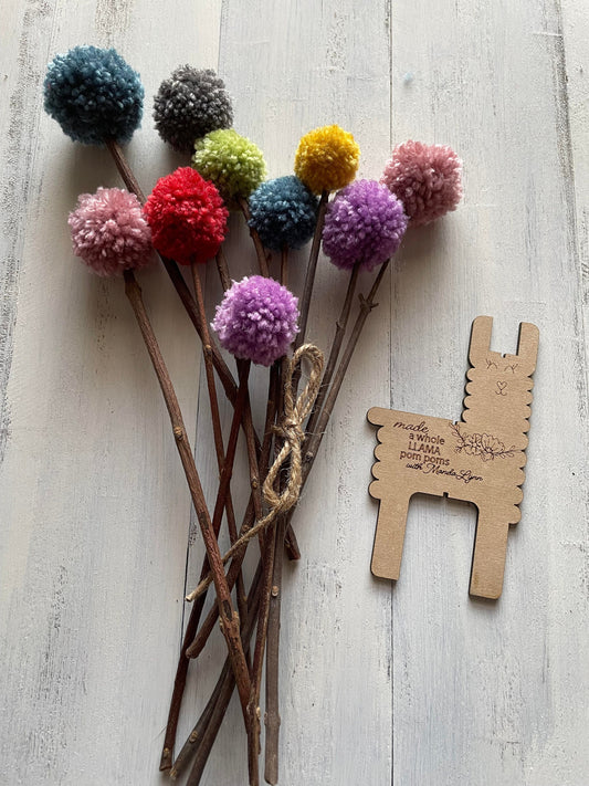 Pom Pom Maker, Pom Pom Flowers, DIY Crafts for Adults and Kids, Pom Pom Bouquet, Make it Yourself Kits, How to Make, Yarn Kits, Llama