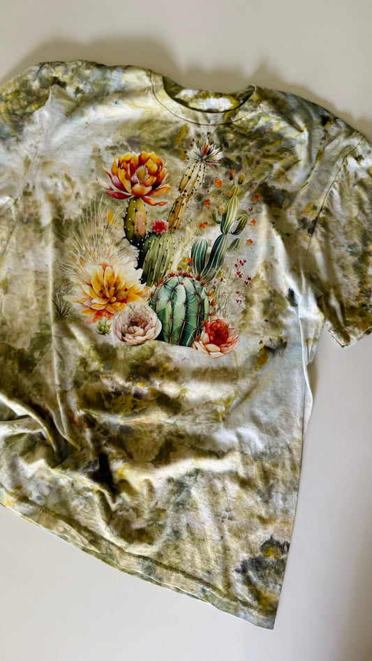 Cacti Ice Dyed T-Shirt: Soft Green Crewneck Tee