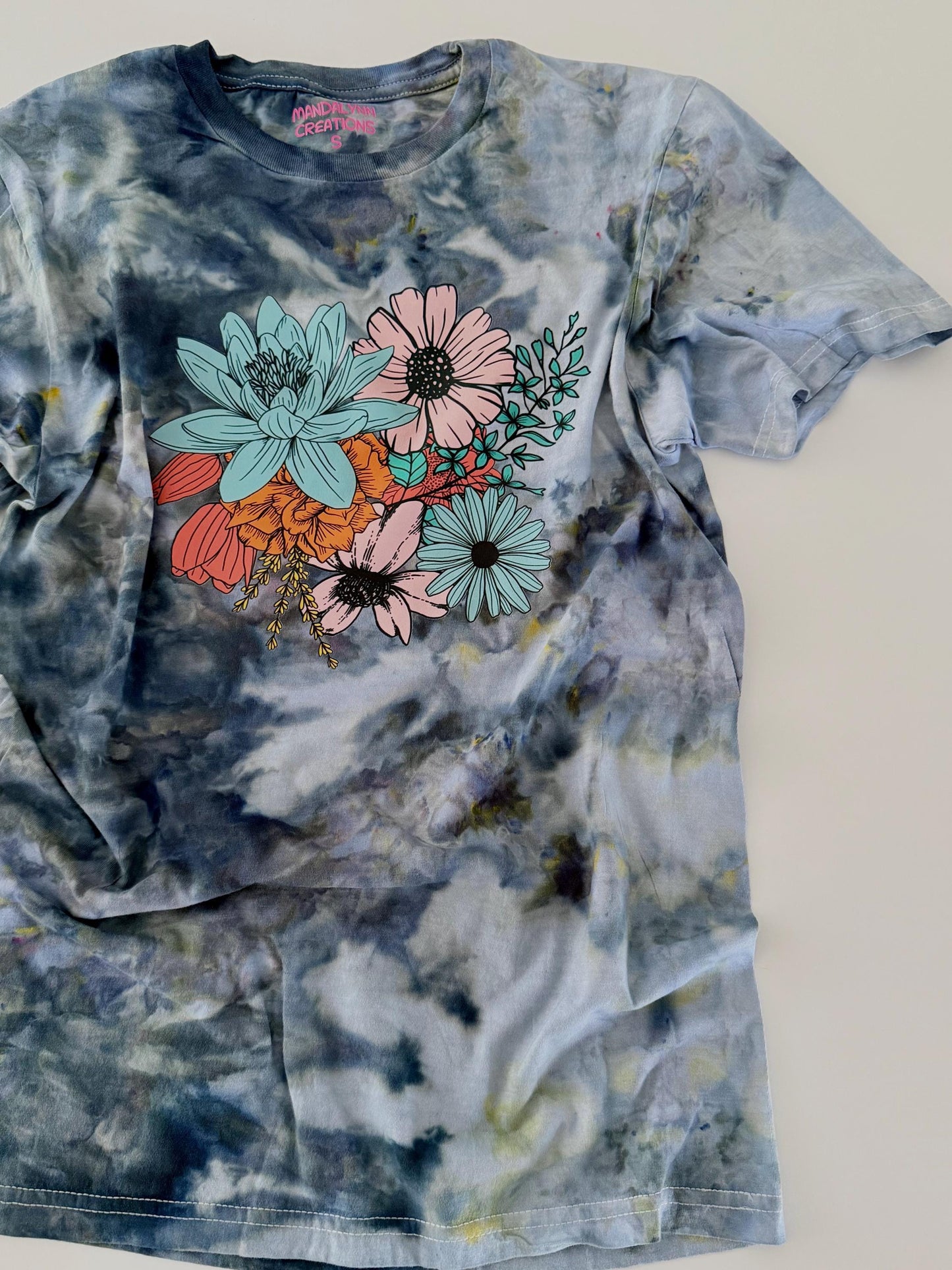 Floral Tie Dye Shirt: Botanical Ice Dye, Boho Style