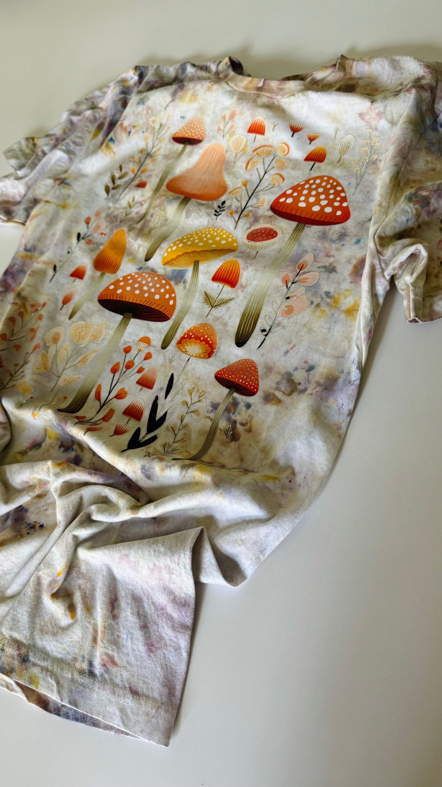 Mushroom Ice Dyed T-Shirt: Retro Tie Dye Crewneck