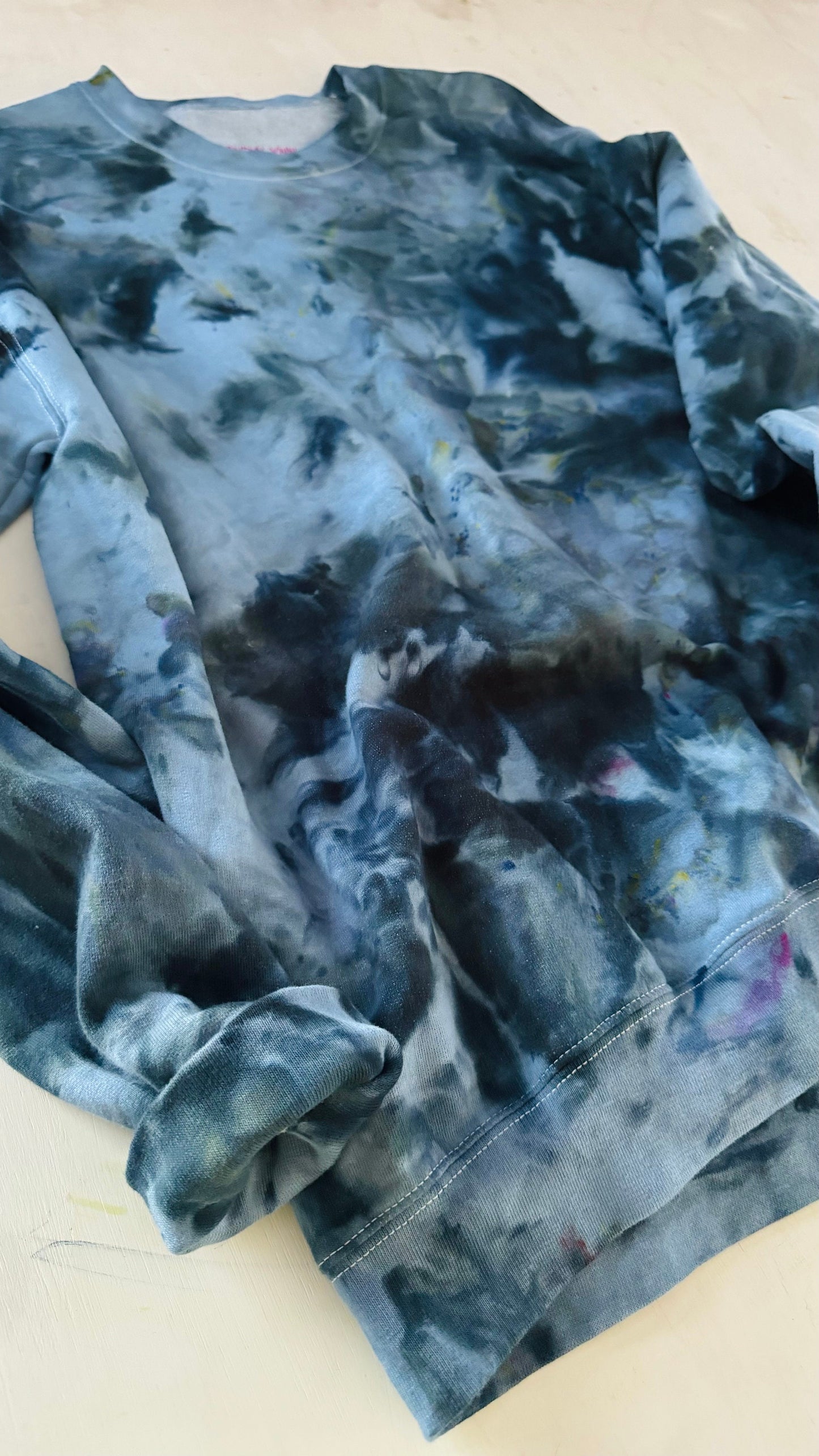 Blue Ice Tie-Dyed Crewneck Sweatshirt: Unisex Cotton Pullover