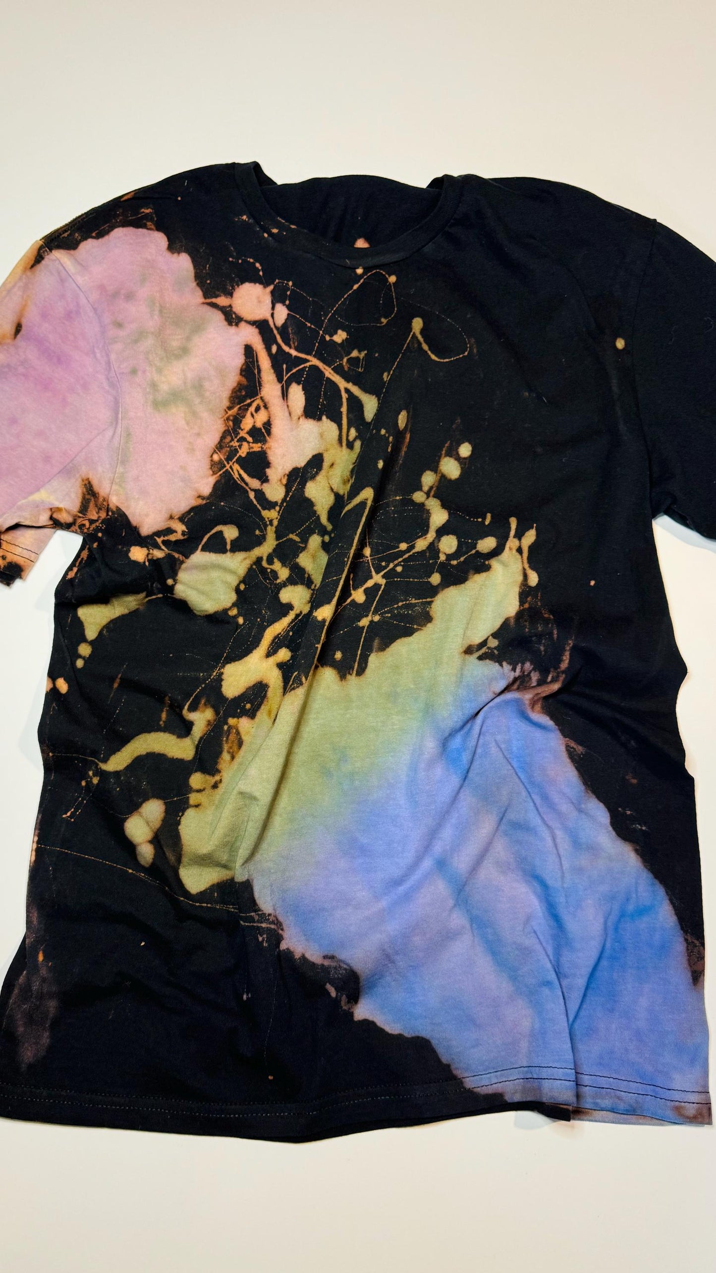 Reverse Tie Dye Shirt: Bleach Splatter, Vintage Style Hand-Dyed Tee