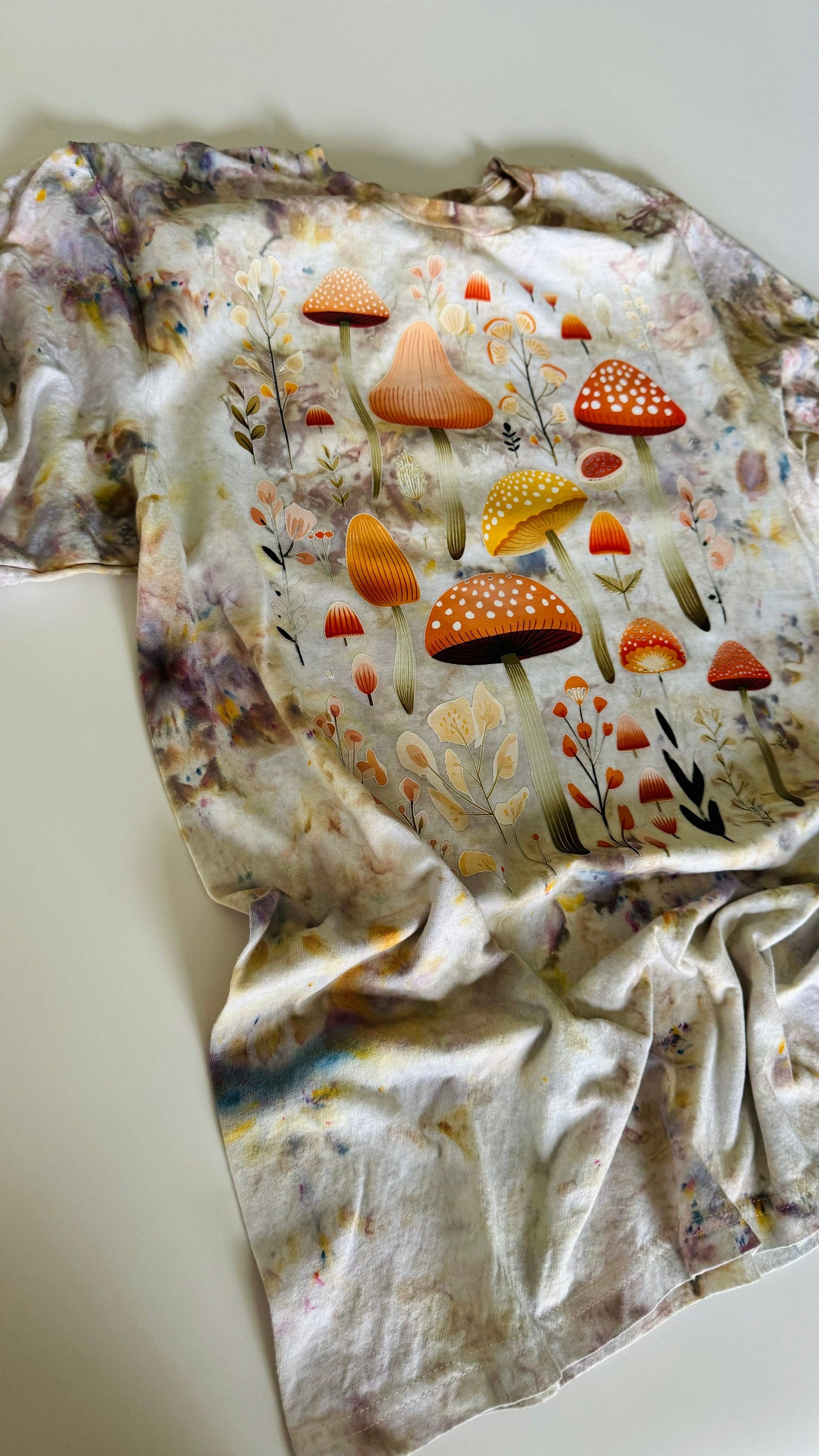 Mushroom Ice Dyed T-Shirt: Retro Tie Dye Crewneck
