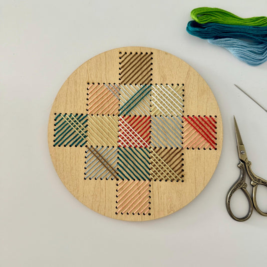 Patchwork Embroidery DIY Kit: Beginner Wood Sewing Kit