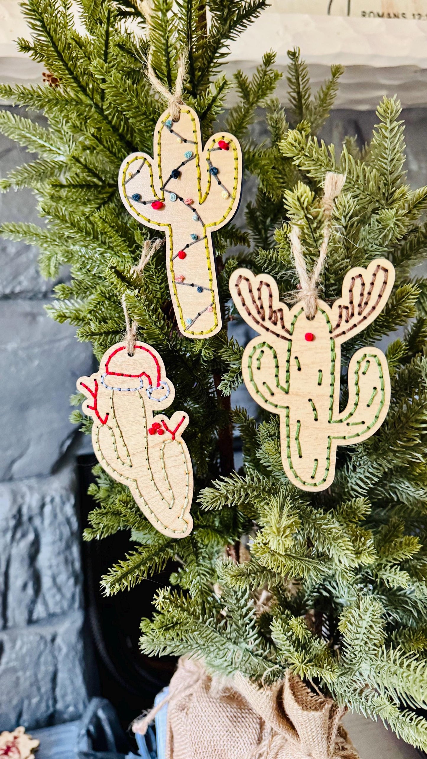 Cactus Themed Wooden Embroidery DIY Kit - Full Instructions Included