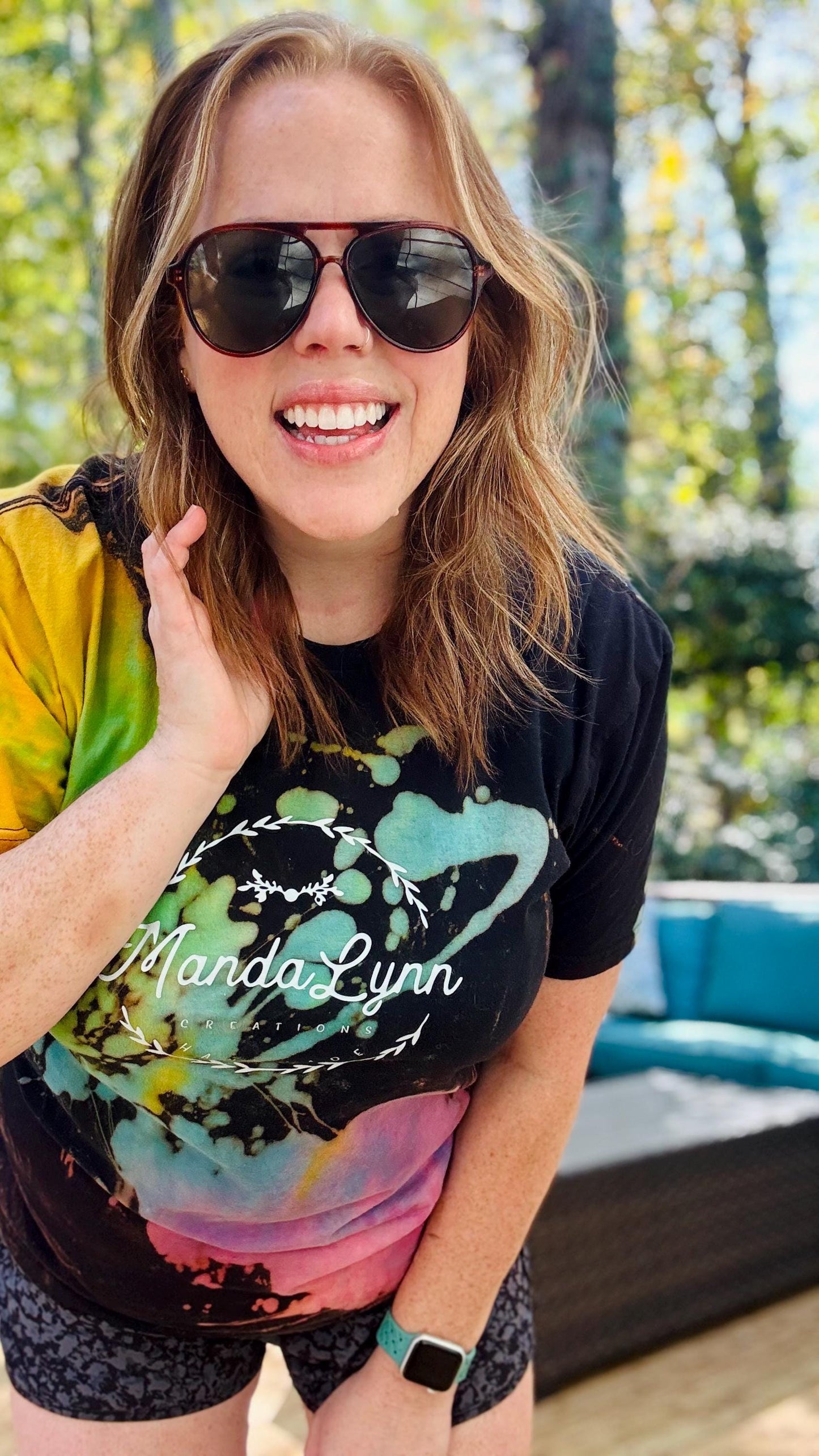Bright Rainbow Splatter Reverse Tie-Dye Shirt: Hand-Dyed Bleach Design