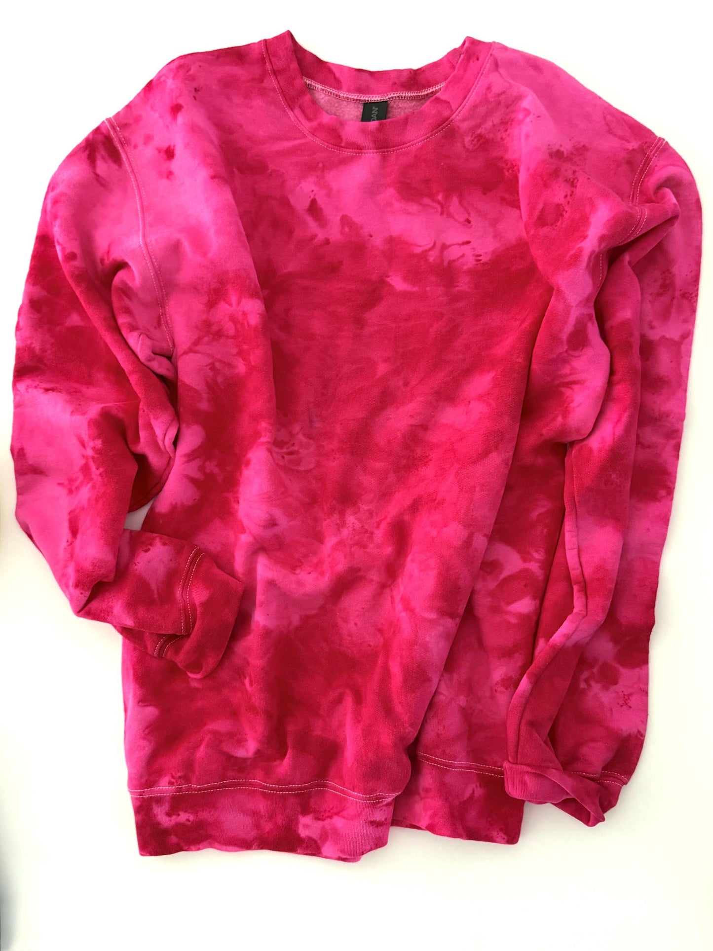Hot Pink Ice Dyed Sweatshirt: Unisex Cotton Crewneck Pullover