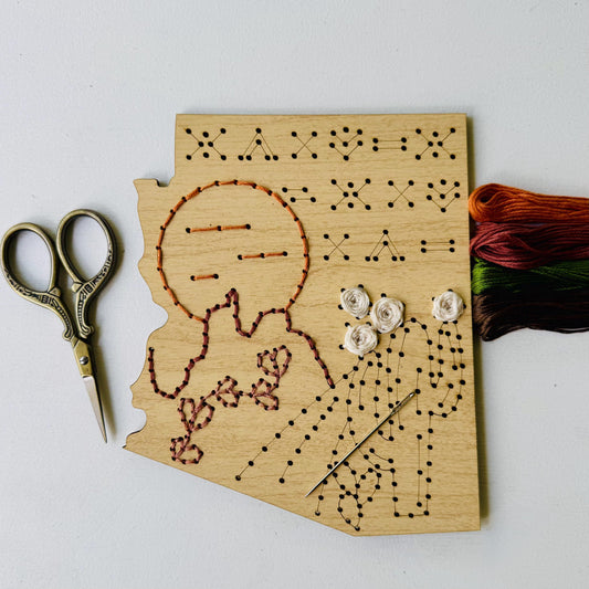 Arizona State Wood Embroidery Kit: Beginner-Friendly Sewing Craft