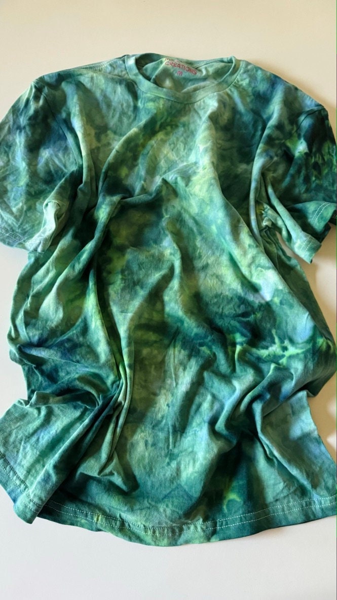 Teal and Green Ice Dyed Shirt: Comfy Tie-Dye Tee
