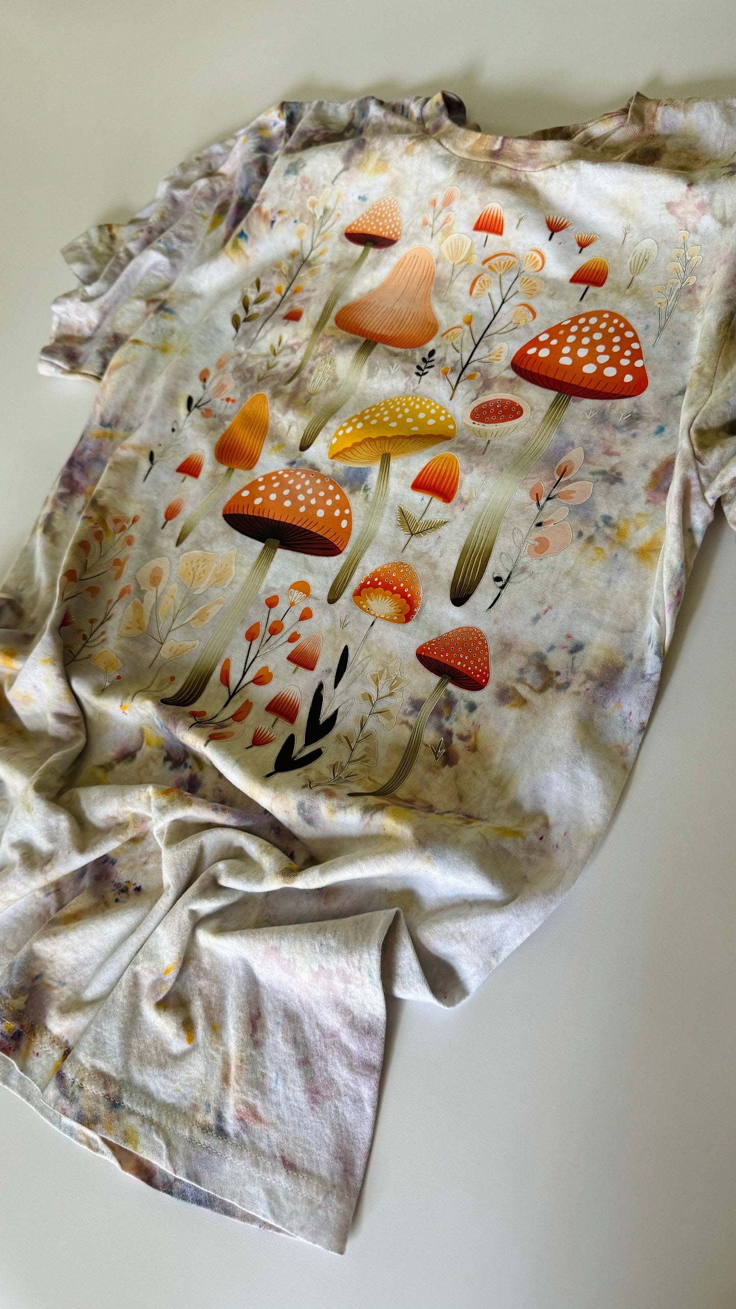 Mushroom Ice Dyed T-Shirt: Retro Tie Dye Crewneck