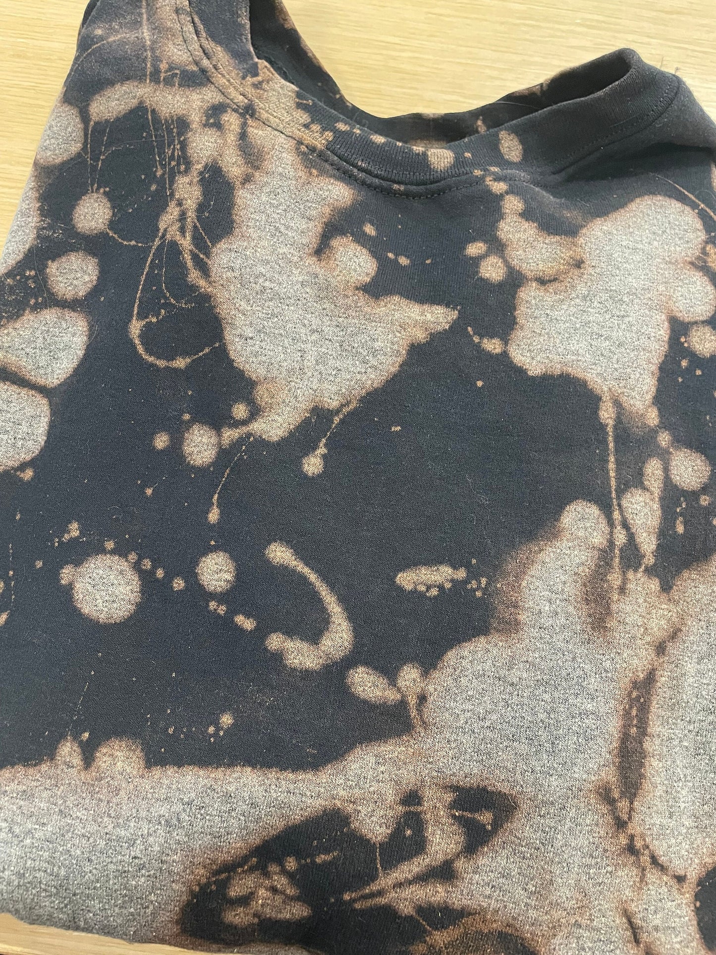 Hand Bleached Black Sweatshirt: Splatter Dye Crewneck
