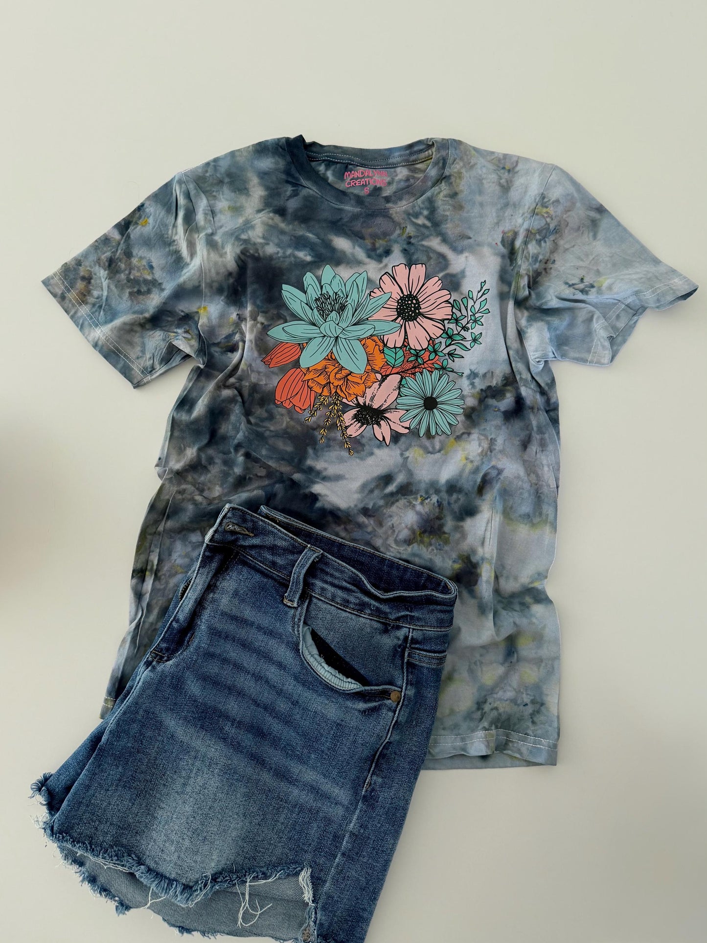 Floral Tie Dye Shirt: Botanical Ice Dye, Boho Style