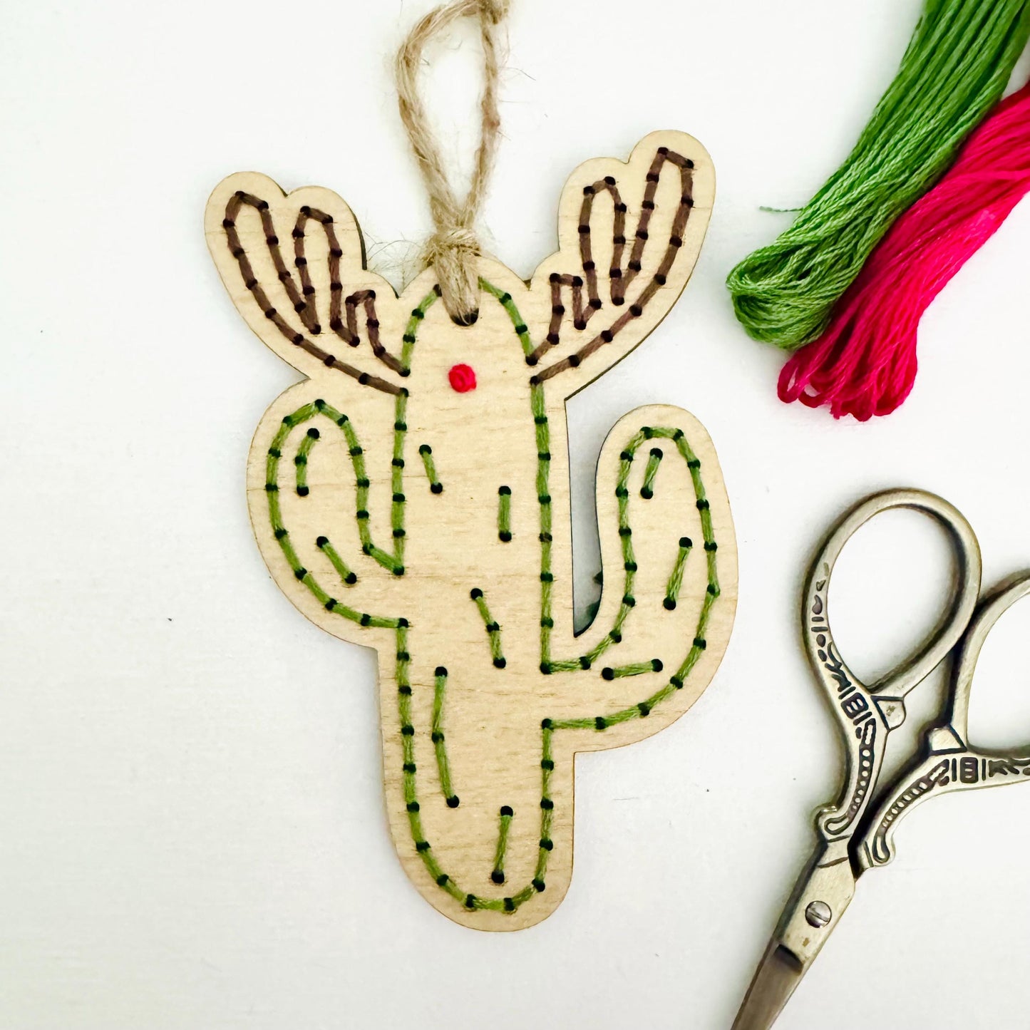 Cactus Themed Wooden Embroidery DIY Kit - Full Instructions Included