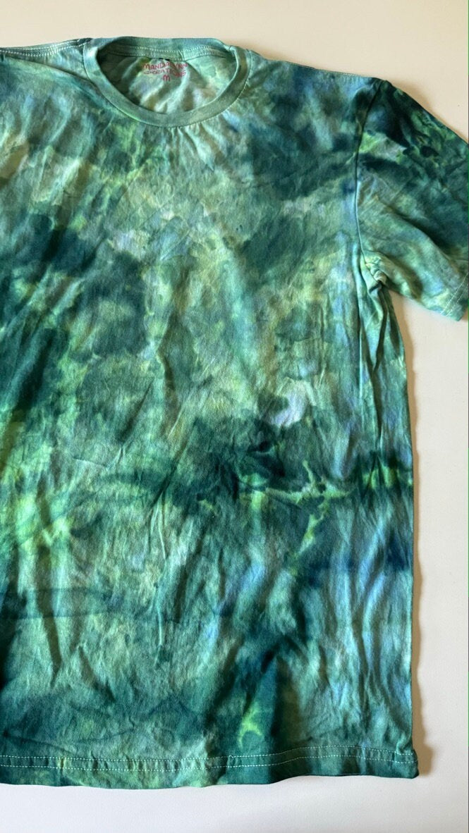 Teal and Green Ice Dyed Shirt: Comfy Tie-Dye Tee