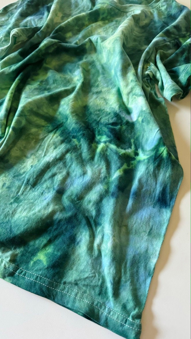 Teal and Green Ice Dyed Shirt: Comfy Tie-Dye Tee