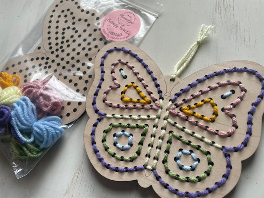 DIY Butterfly Yarn Sewing Kit: Kid's Wood Craft Project