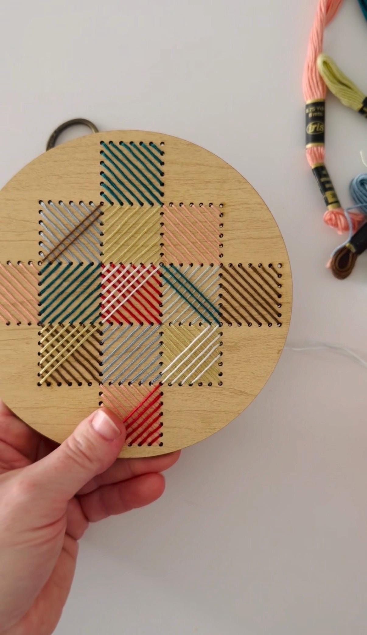 Patchwork Embroidery DIY Kit: Beginner Wood Sewing Kit