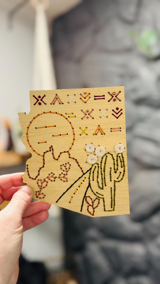 Arizona State Wood Embroidery Kit: Beginner-Friendly Sewing Craft