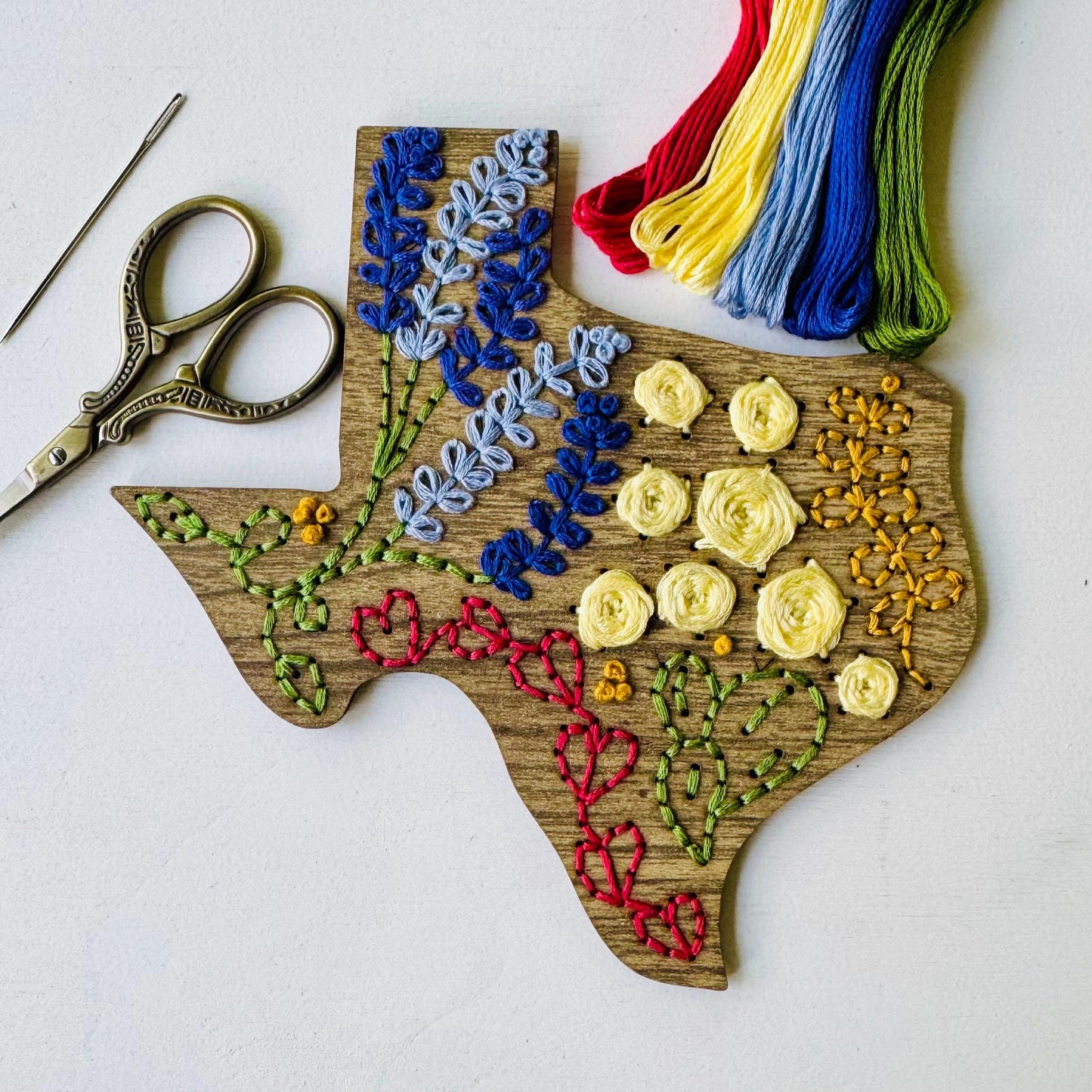 Texas State Wood Embroidery Kit: Beginner-Friendly Sewing Craft