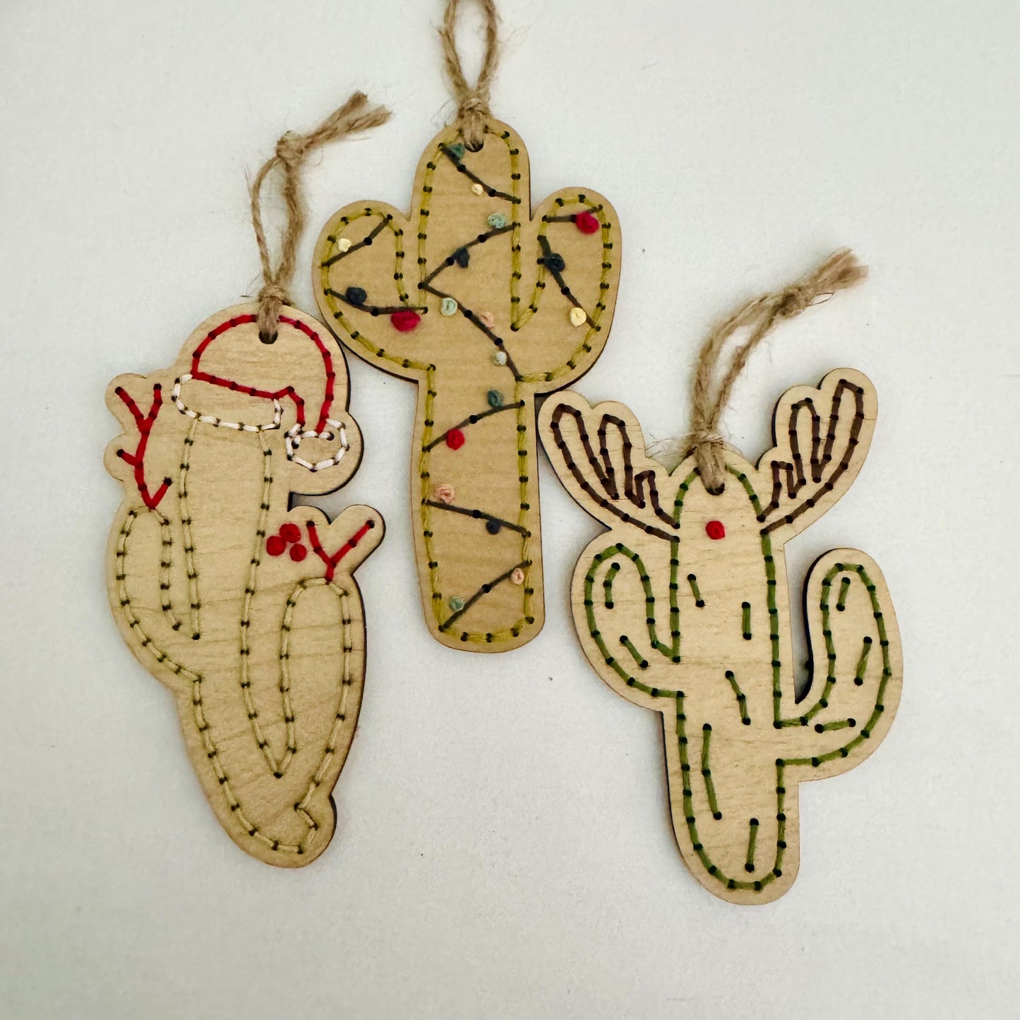 Cactus Themed Wooden Embroidery DIY Kit - Full Instructions Included