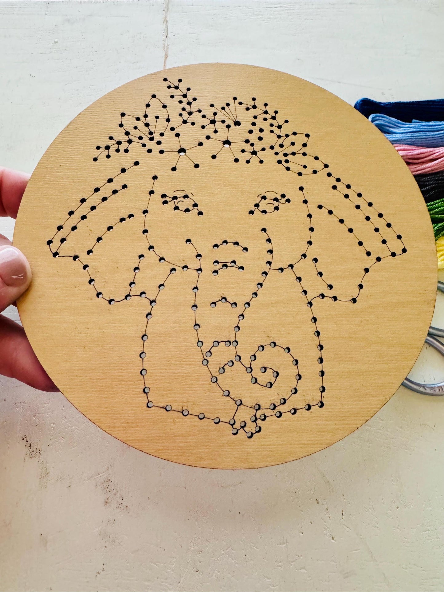 Elephant Flower Crown Wooden Embroidery Kit: Beginner DIY Craft
