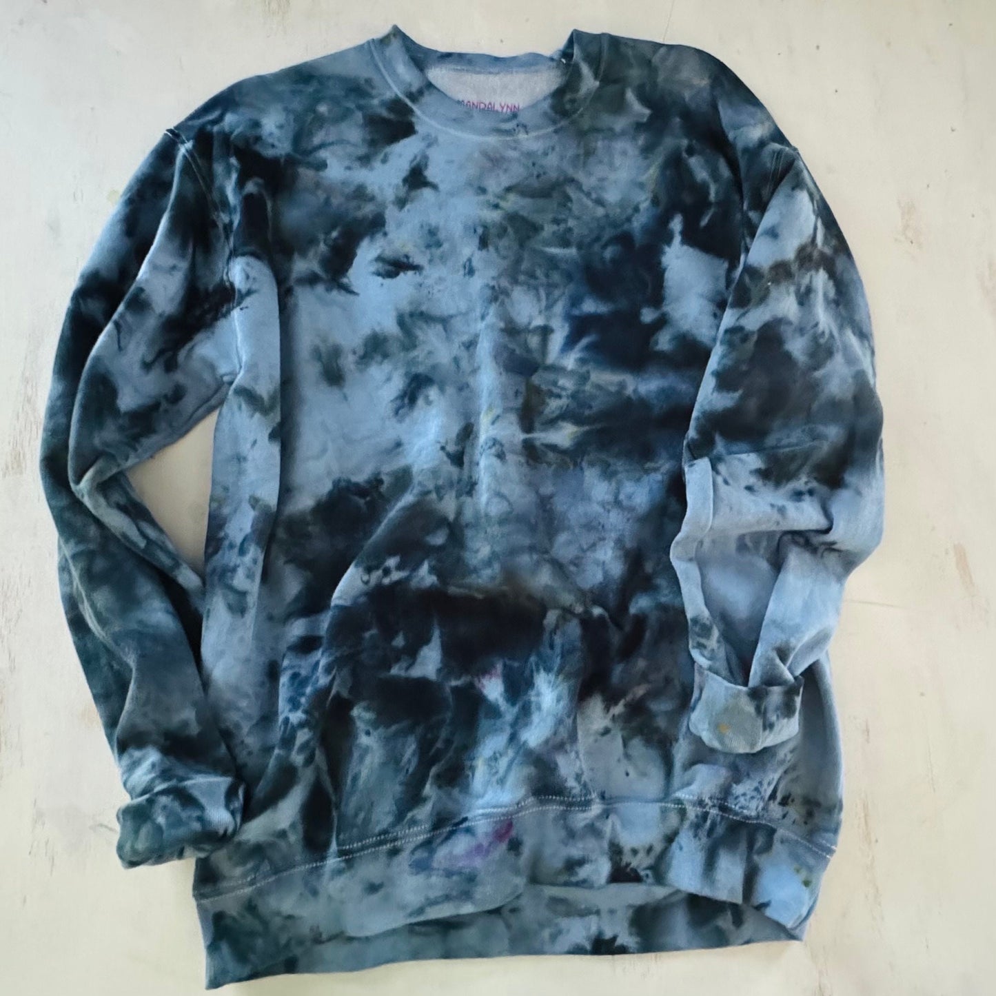 Blue Ice Tie-Dyed Crewneck Sweatshirt: Unisex Cotton Pullover