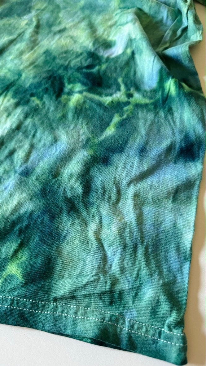 Teal and Green Ice Dyed Shirt: Comfy Tie-Dye Tee