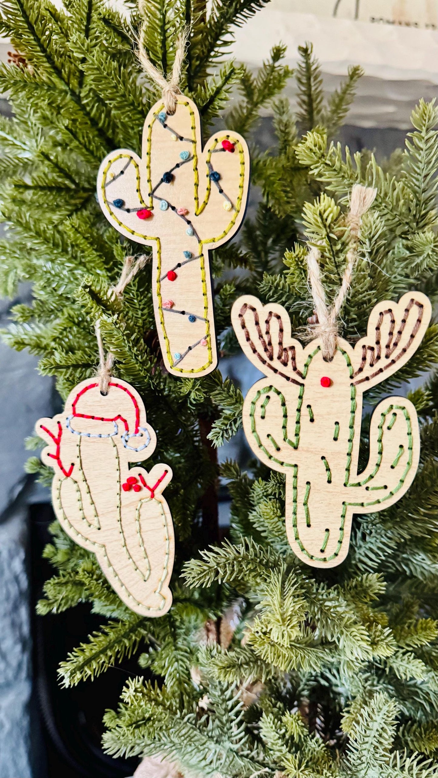 Cactus Themed Wooden Embroidery DIY Kit - Full Instructions Included