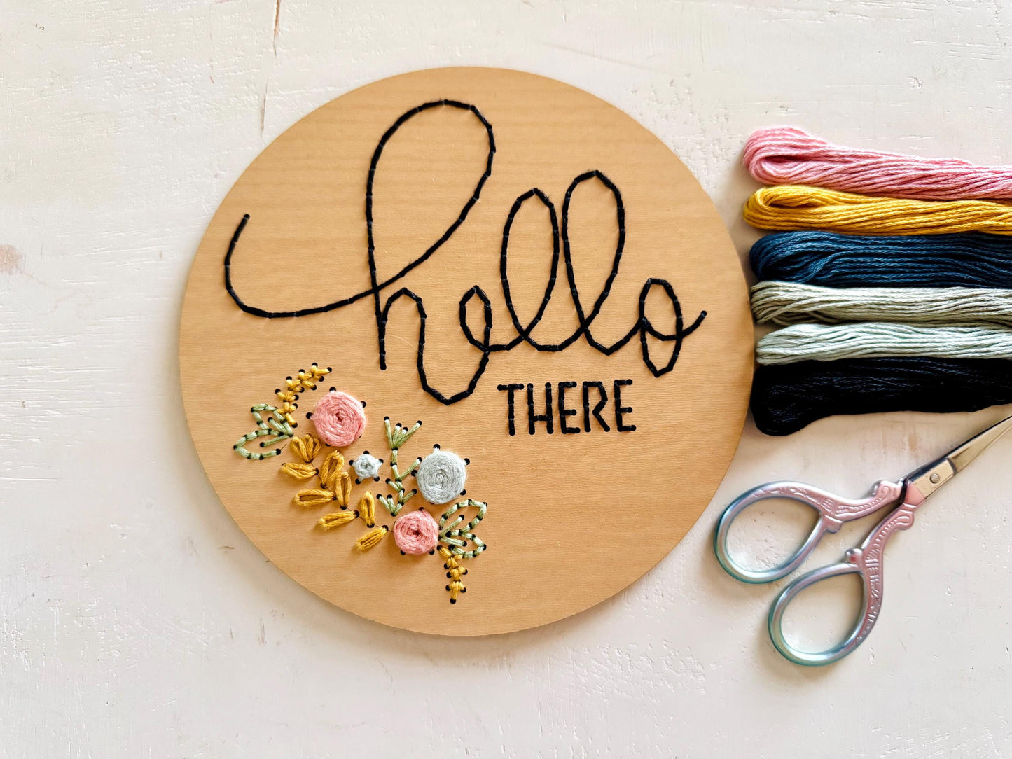 Hello There Wooden Embroidery Kit: Beginner Sewing Craft