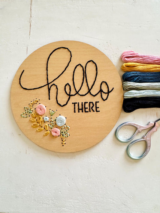 Hello There Wooden Embroidery Kit: Beginner Sewing Craft