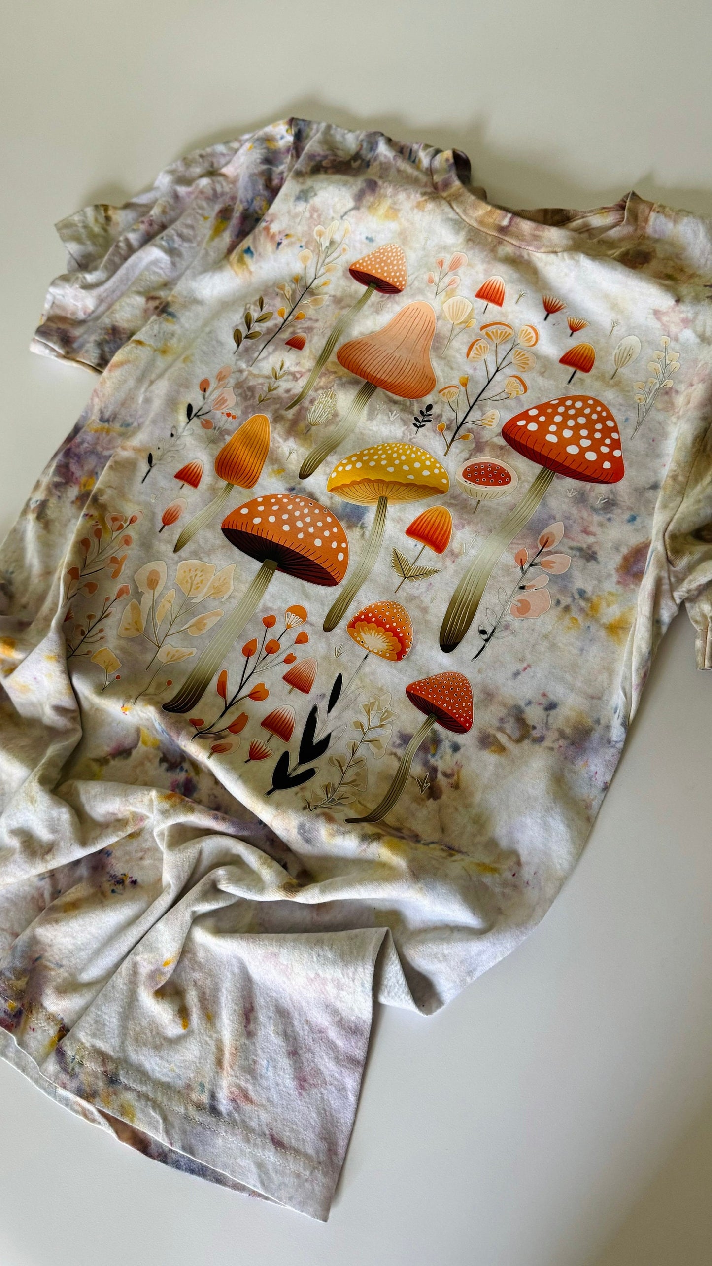 Mushroom Ice Dyed T-Shirt: Retro Tie Dye Crewneck