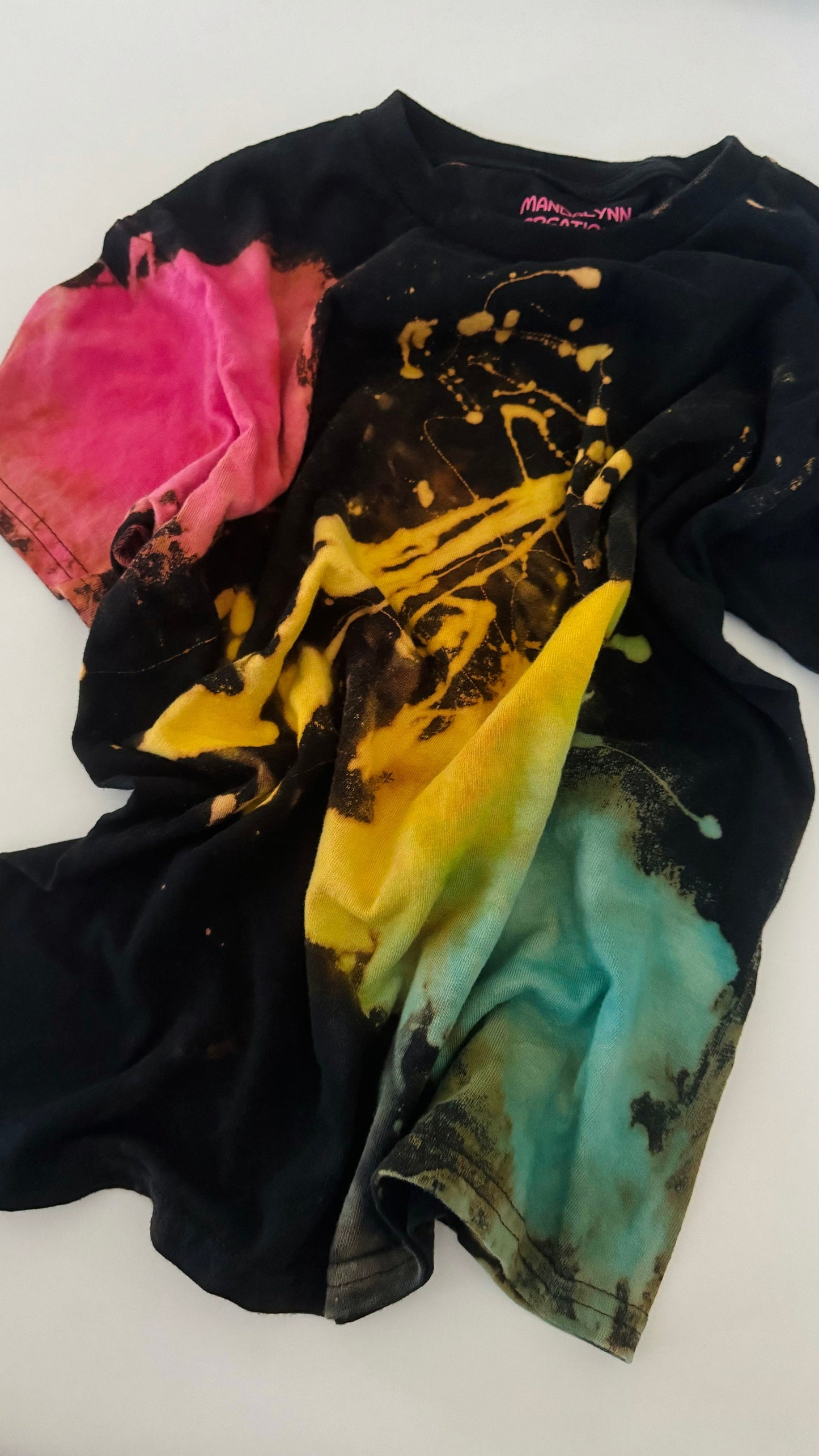 Youth Reverse Tie Dye Shirt: Rainbow Bleached Design