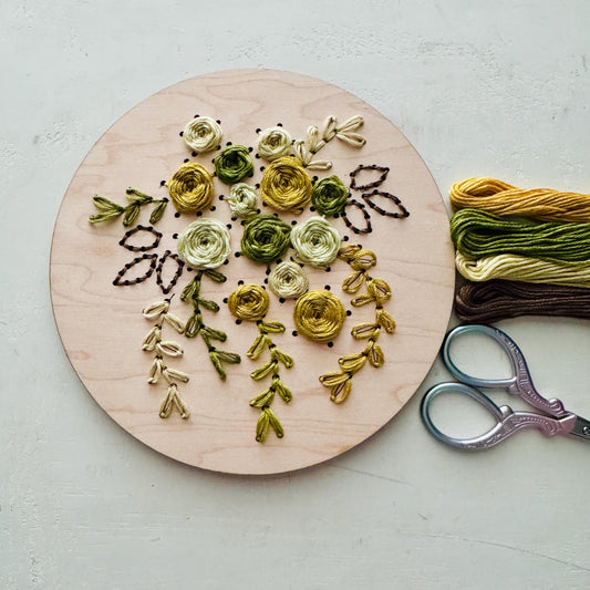 Plant Embroidery DIY Kit: Beginner Wood Sewing, Greenery Pattern