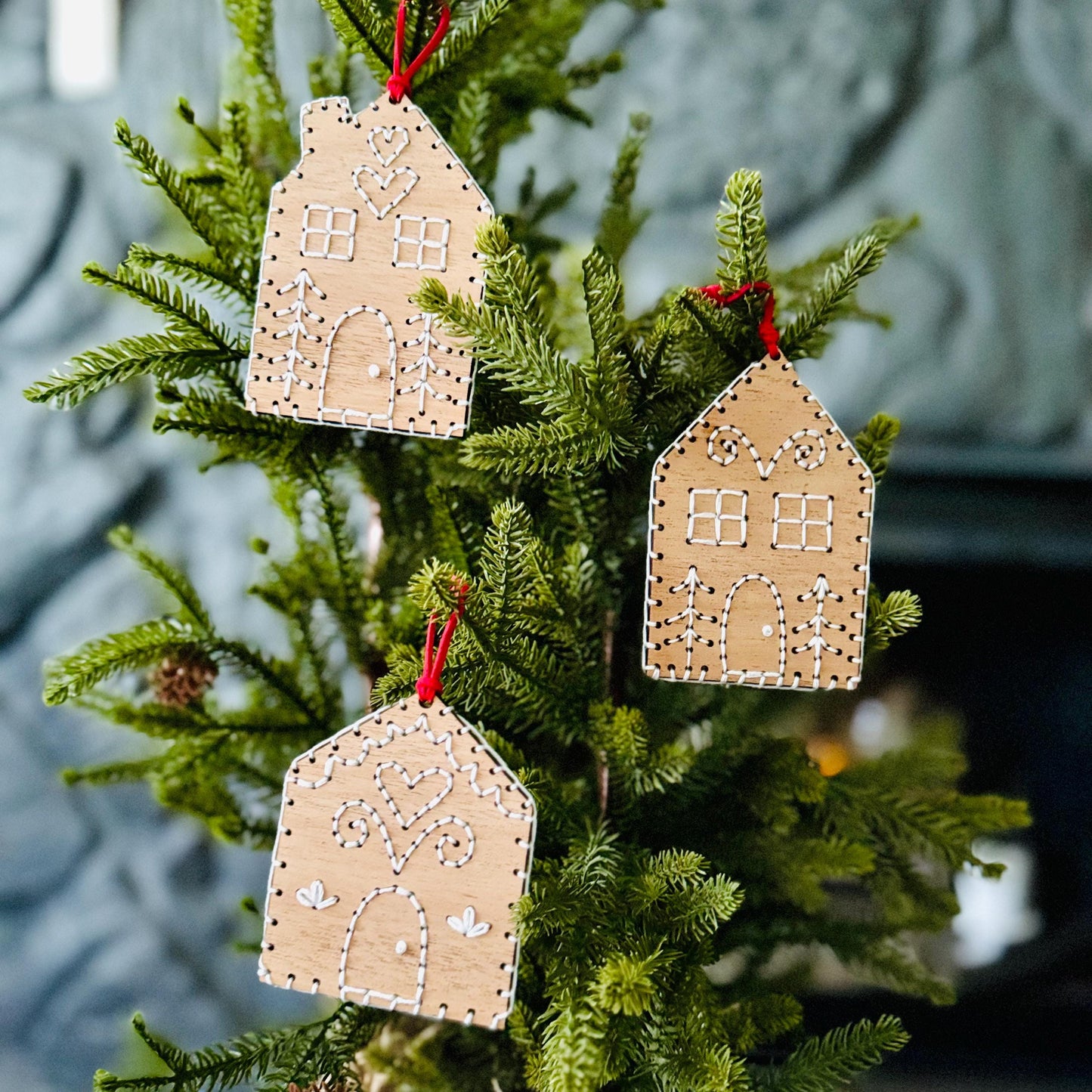 Gingerbread House Wooden Embroidery DIY Kit - Full Instructions Included