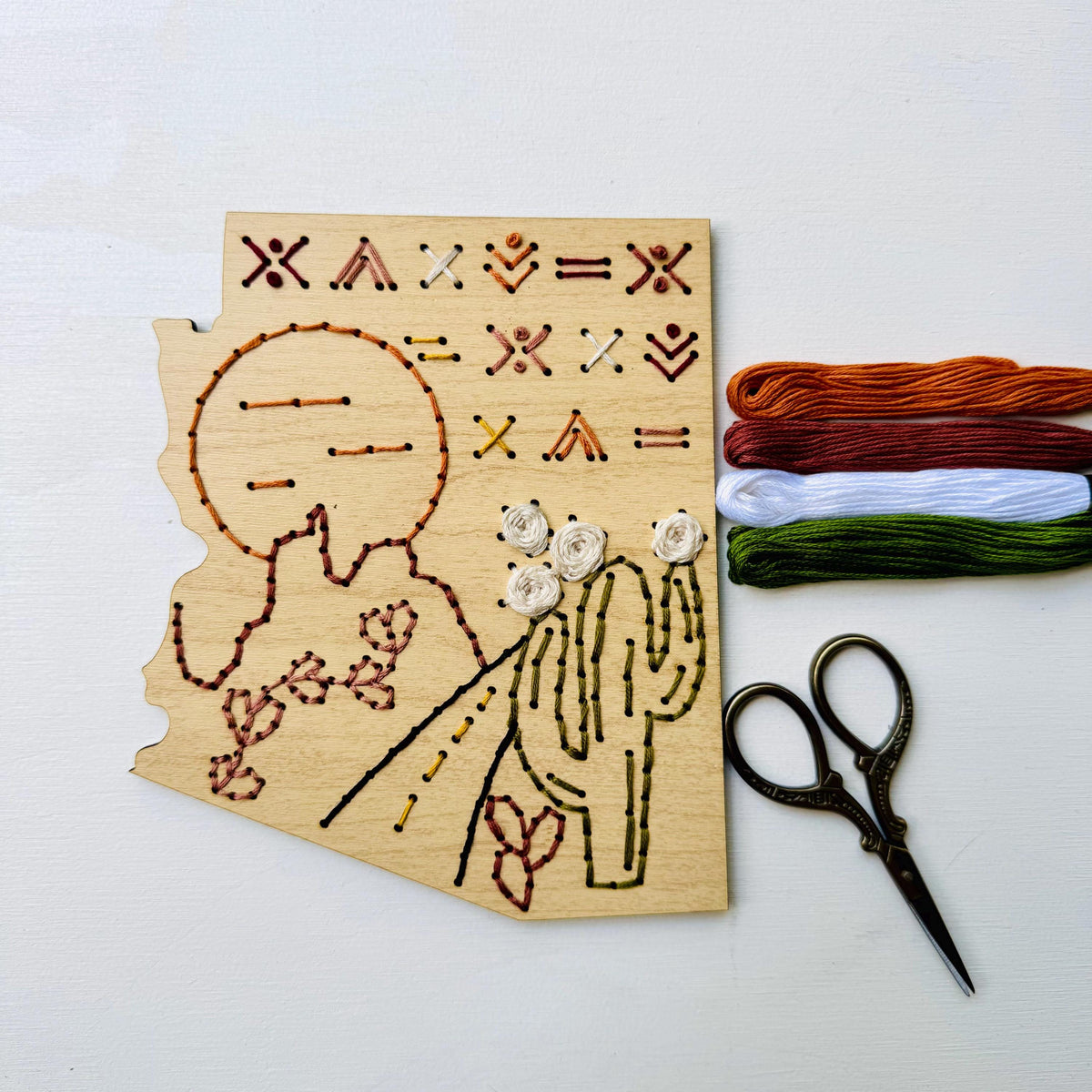 Arizona State Wood Embroidery Kit: Beginner-Friendly Sewing Craft