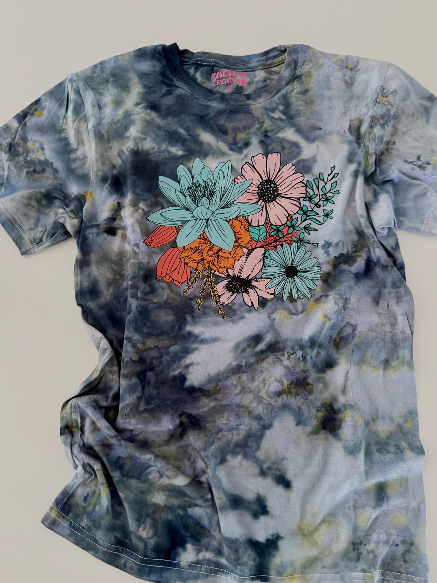 Floral Tie Dye Shirt: Botanical Ice Dye, Boho Style