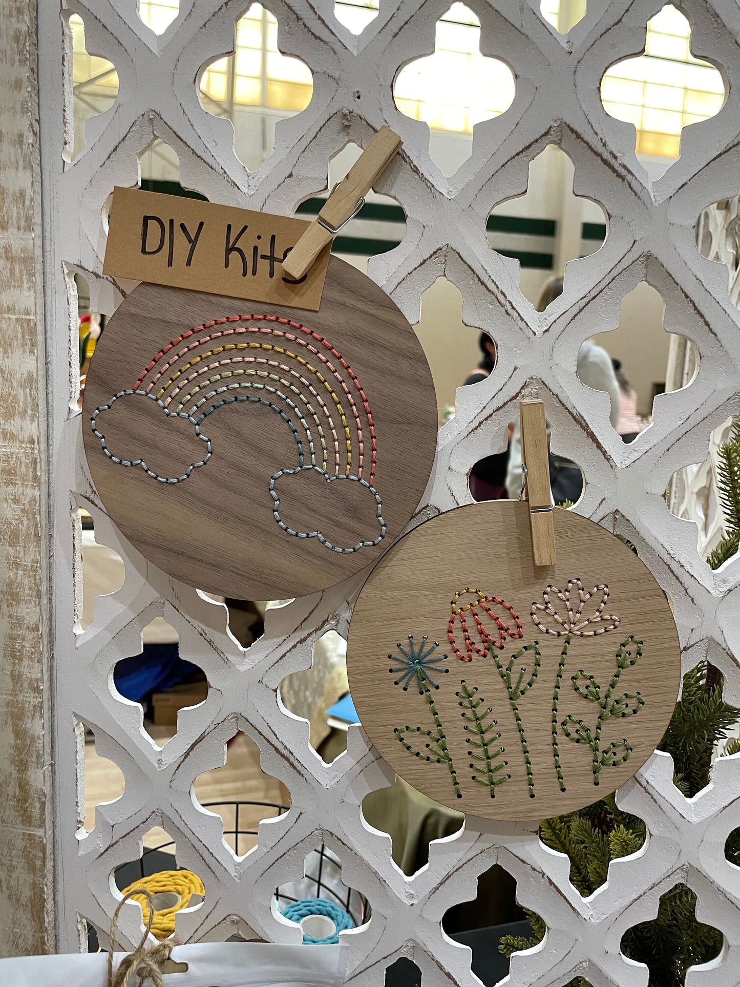 DIY Floral Embroidery Kit: Wooden Crafts for Adults