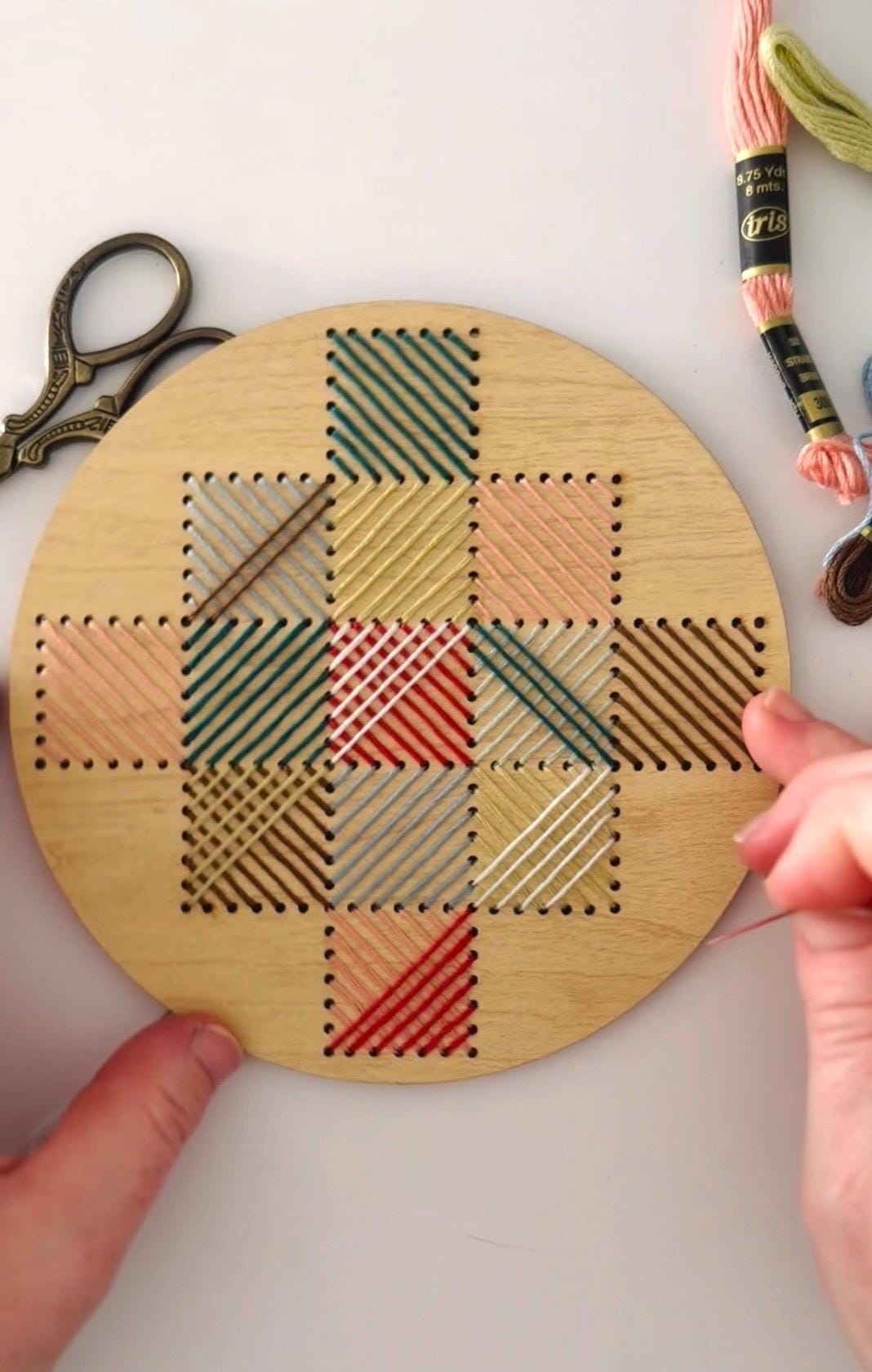 Patchwork Embroidery DIY Kit: Beginner Wood Sewing Kit